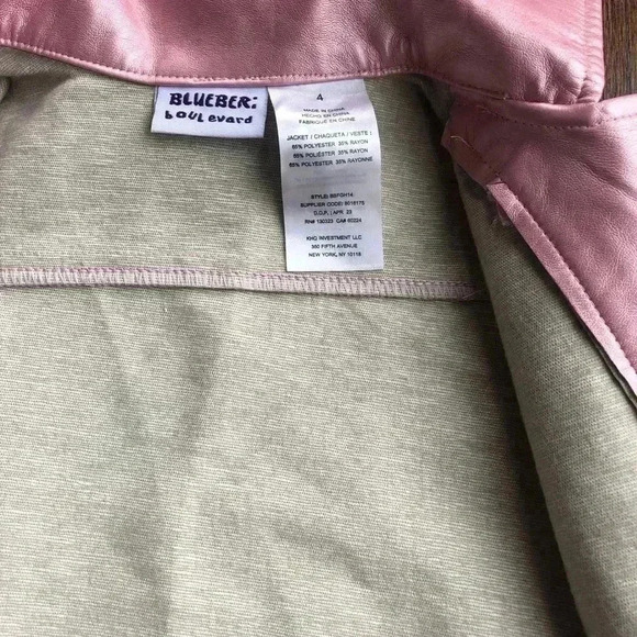 blueberi boulevard Girls 4 Faux-Leather Shimmer Pink Jacket - Picture 6 of 7